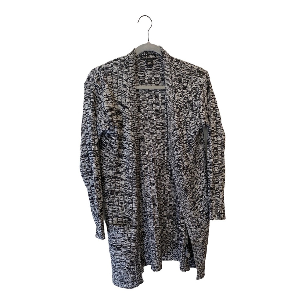 Evelyn Taylor Sweater Open Front Ribbed Cardigan Marled Size Medium